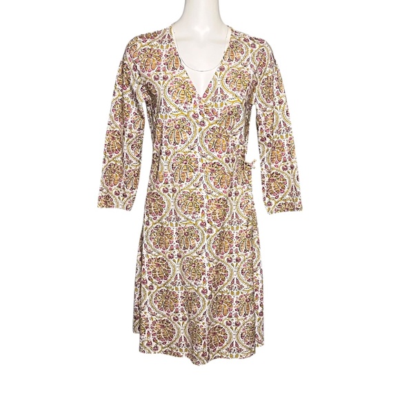 Spartina 449 Womens Size M Alisa Wrap Dress Pepper Hall Batik Floral Multicolor - Picture 1 of 11